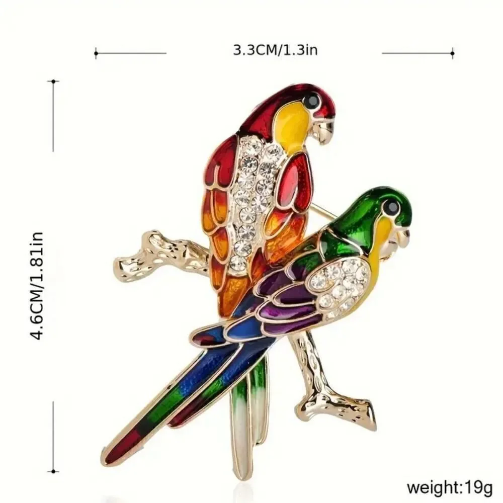 Elegant Parrot Brooch Womens Sparkling Rhinestone Enamel Pin New
